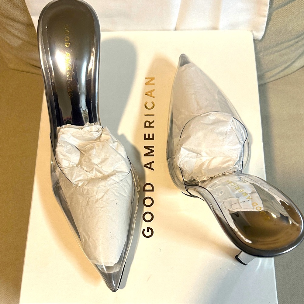 Good American CINDER-F*CKING-RELLA MULE in Clear